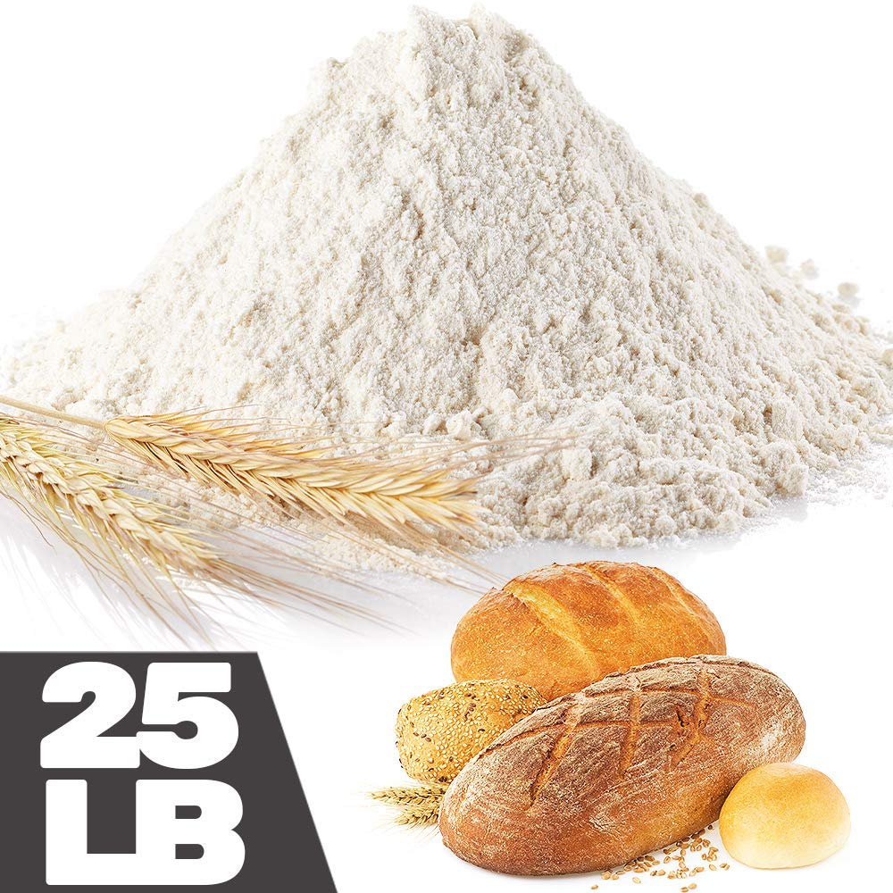 Basico Pantry All Purpose Flour | White Unbleached 25lb Bulk Bag | Delicious Bread, Cake, Cookies & Tortillas | Longer Lasting Dried Foods Staple | Bakes & Cooks More Recipes | Pastry & Bakery Chefs