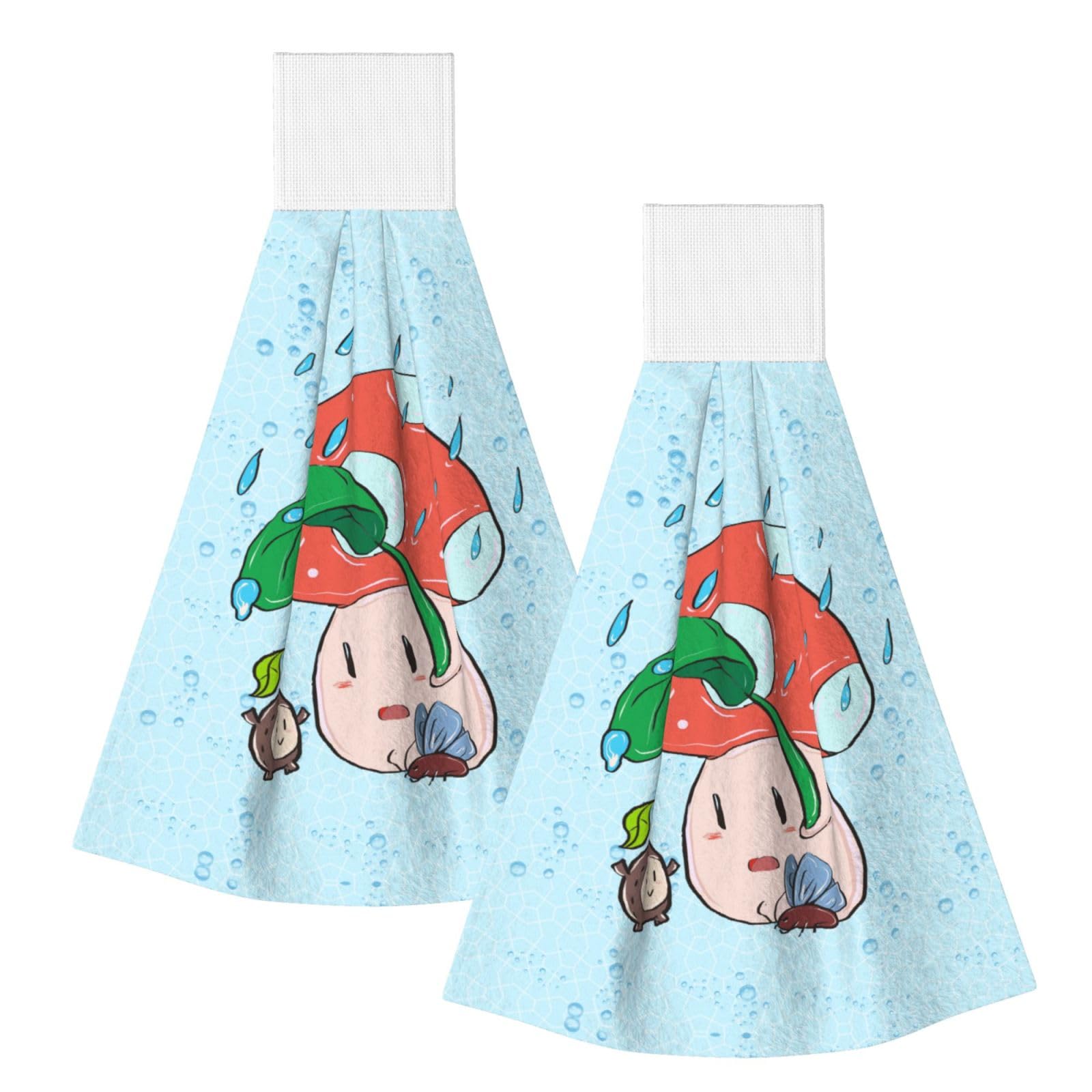 Sunflower seeds and mushroom Highly Absorbent Dish Towels Soft Coral Fleece Wipe