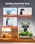 VEVOR Fish Tank Aquarium, 3.5 Gallon Arch Ultra-Clear GPPS Starter Smart Tank Adjustable 3 Color Lighting, Self Cleaning System Fishbowl for Freshwater & Saltwater Fish Home, Office, or Pet Use