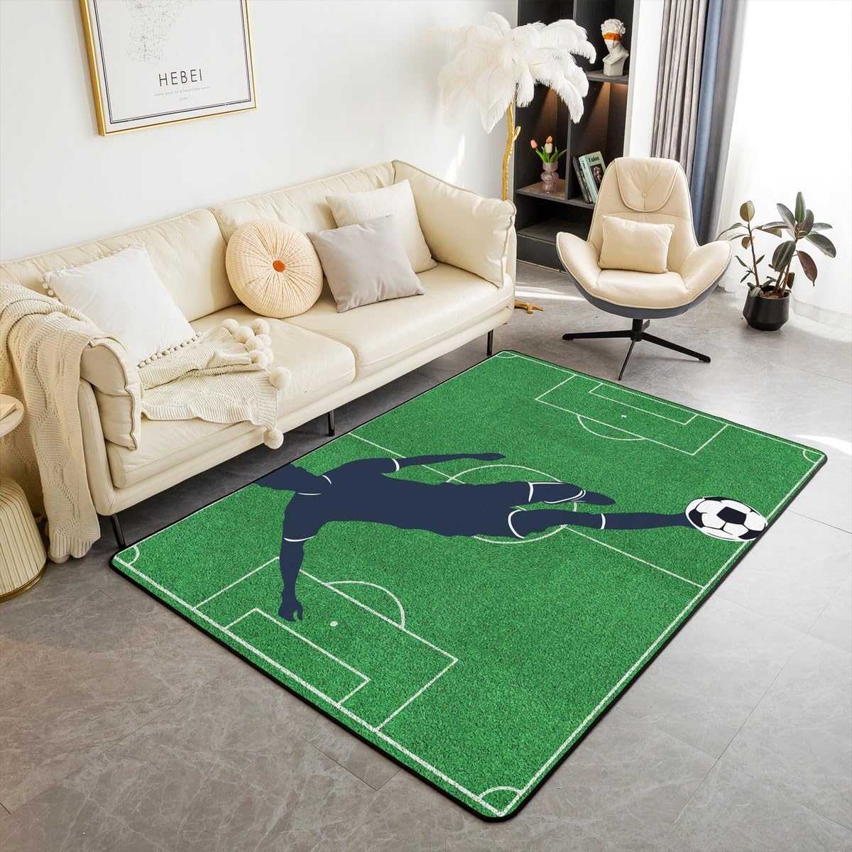 Alfombra campo de fútbol infantil para sala de estar y dormitorio juvenil