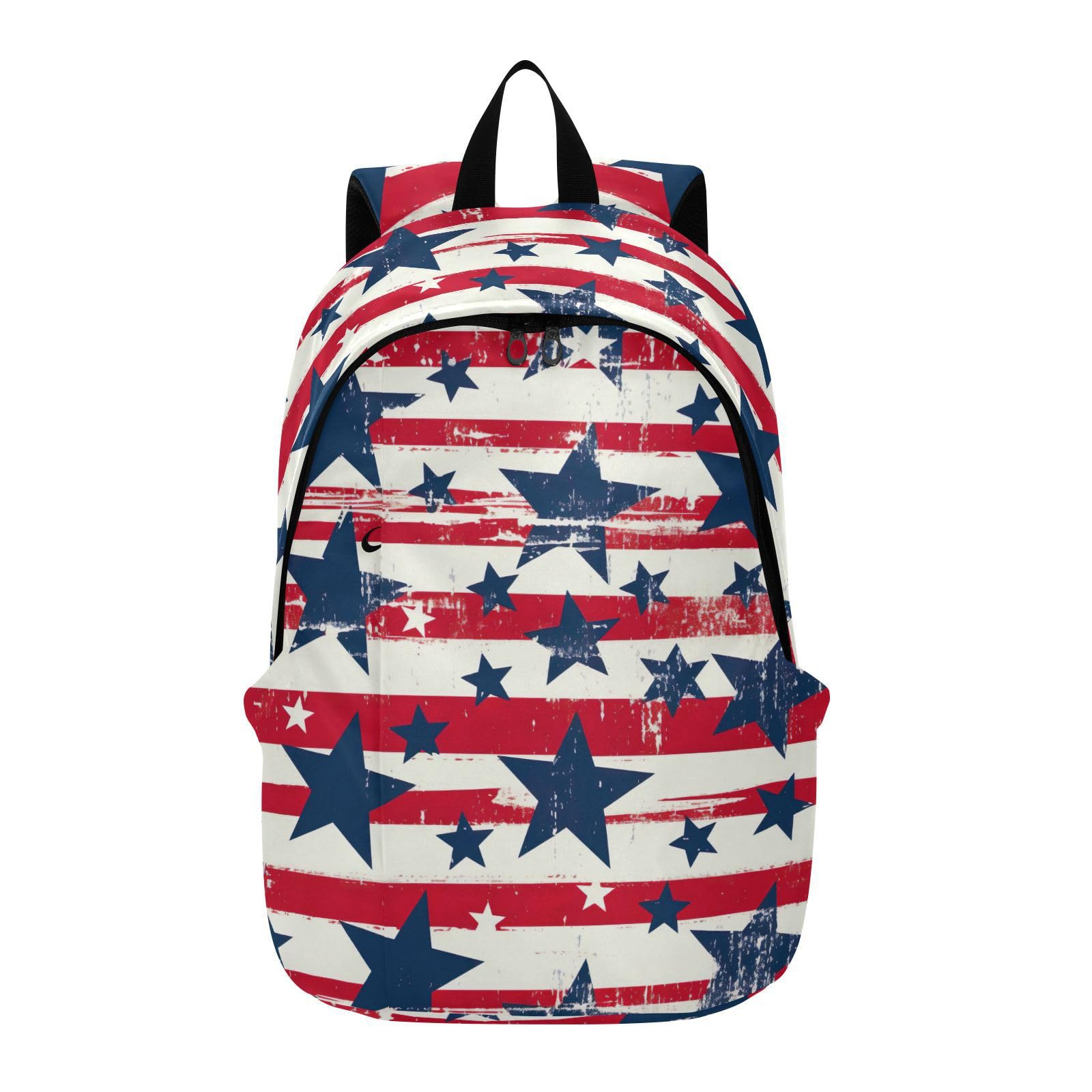 MCHIVER Travel Backpack Patriotic Stars Striped American Casual Daypack Backpacks Lightweight Carry on Bag Water Resistant Hiking Backpack for Men Women
