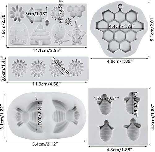 Miniatura 2 de Lingzhi Moldes de silicona de abeja para fondant de girasol, moldes de colmena de chocolate para decoración de pasteles, decoración de cupcakes,