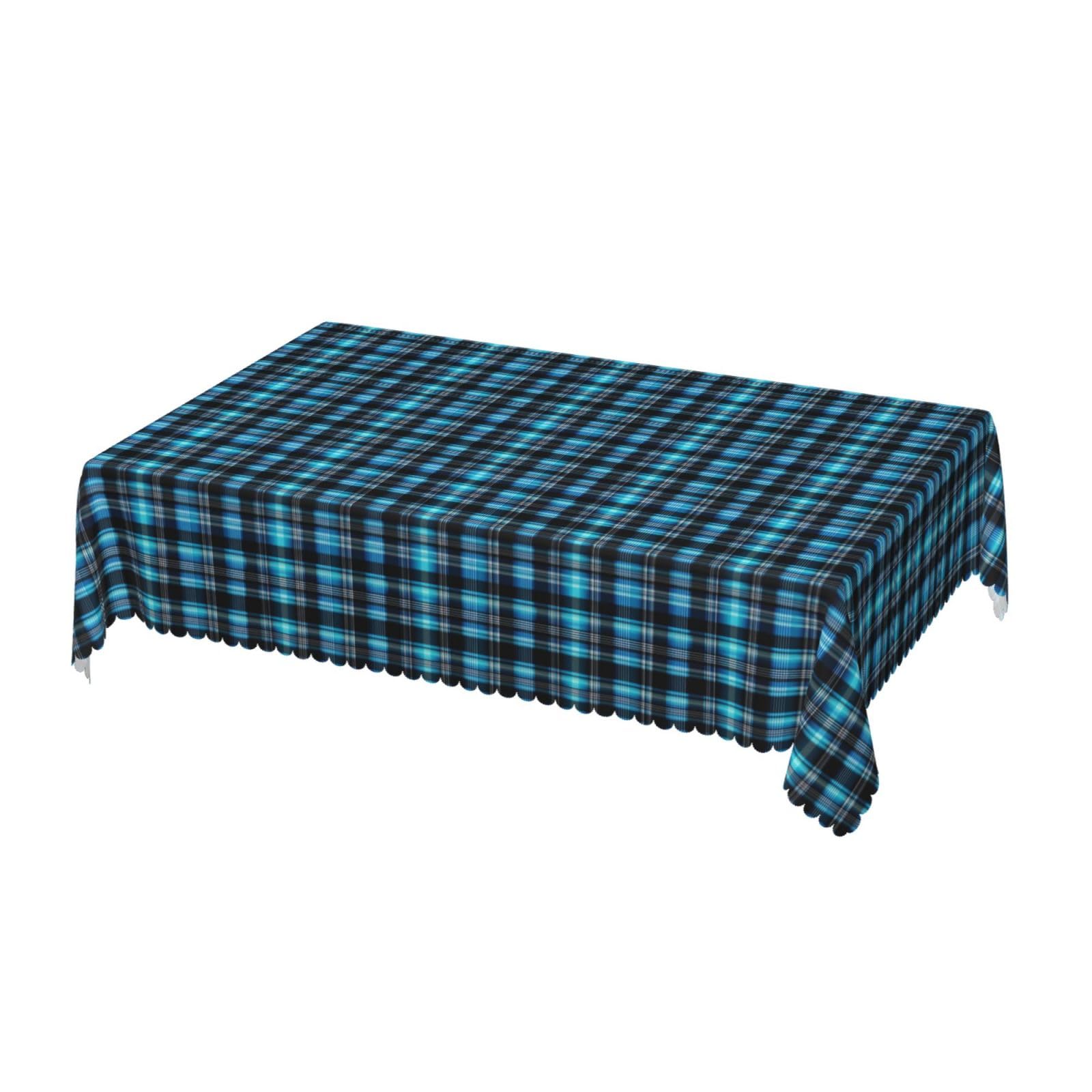 Rectangle Tablecloth with Wave Lace 54 x 72 Inch, Tartan Plaid Rectangle Table Cover Washable Table Covers Table Top Tablecloth for Restaurant, Picnic, Indoor and Outdoor Dining