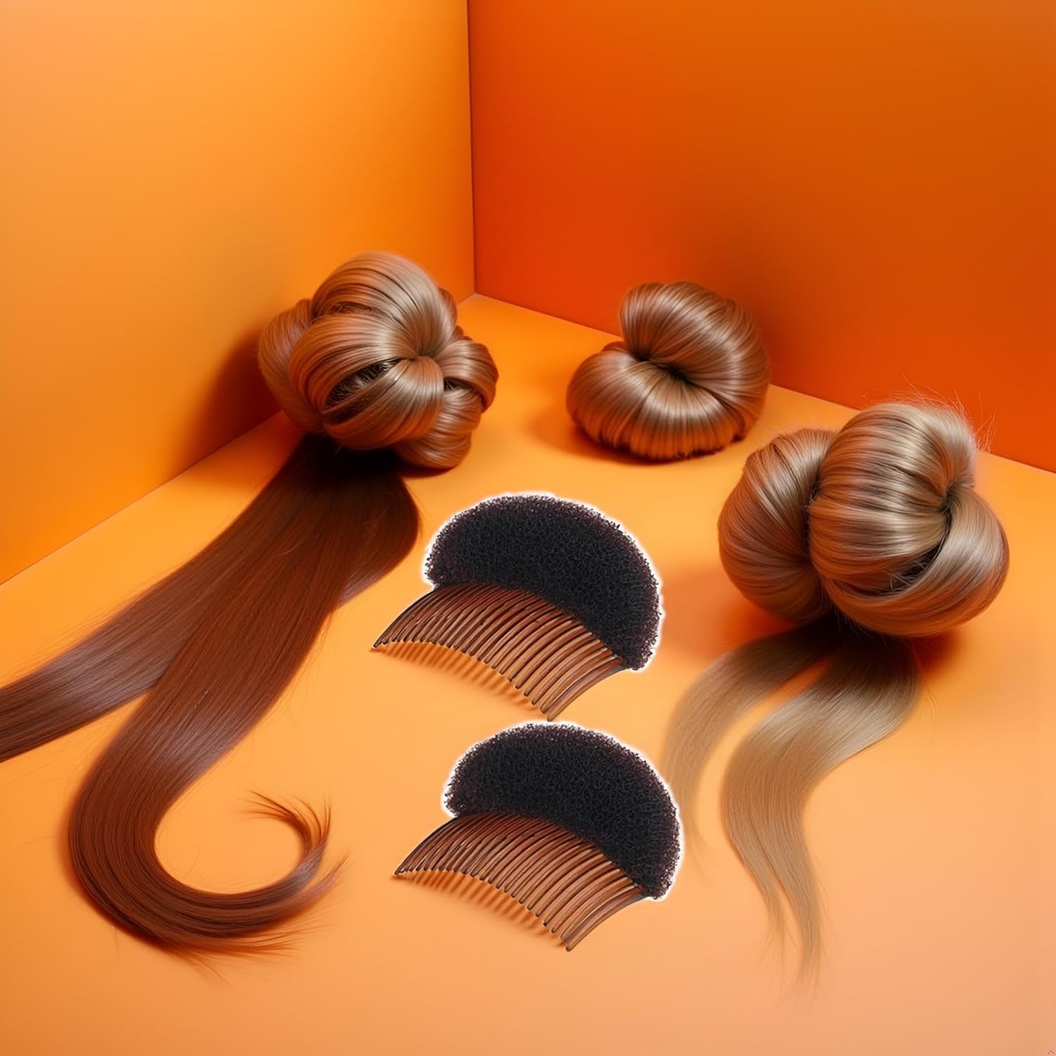 2 fermagli per capelli da donna, in morbida spugna di schiuma, accessori per acconciatura, accessori per acconciatura, inserti di base, cuscinetti per chignon, strumento per trecce