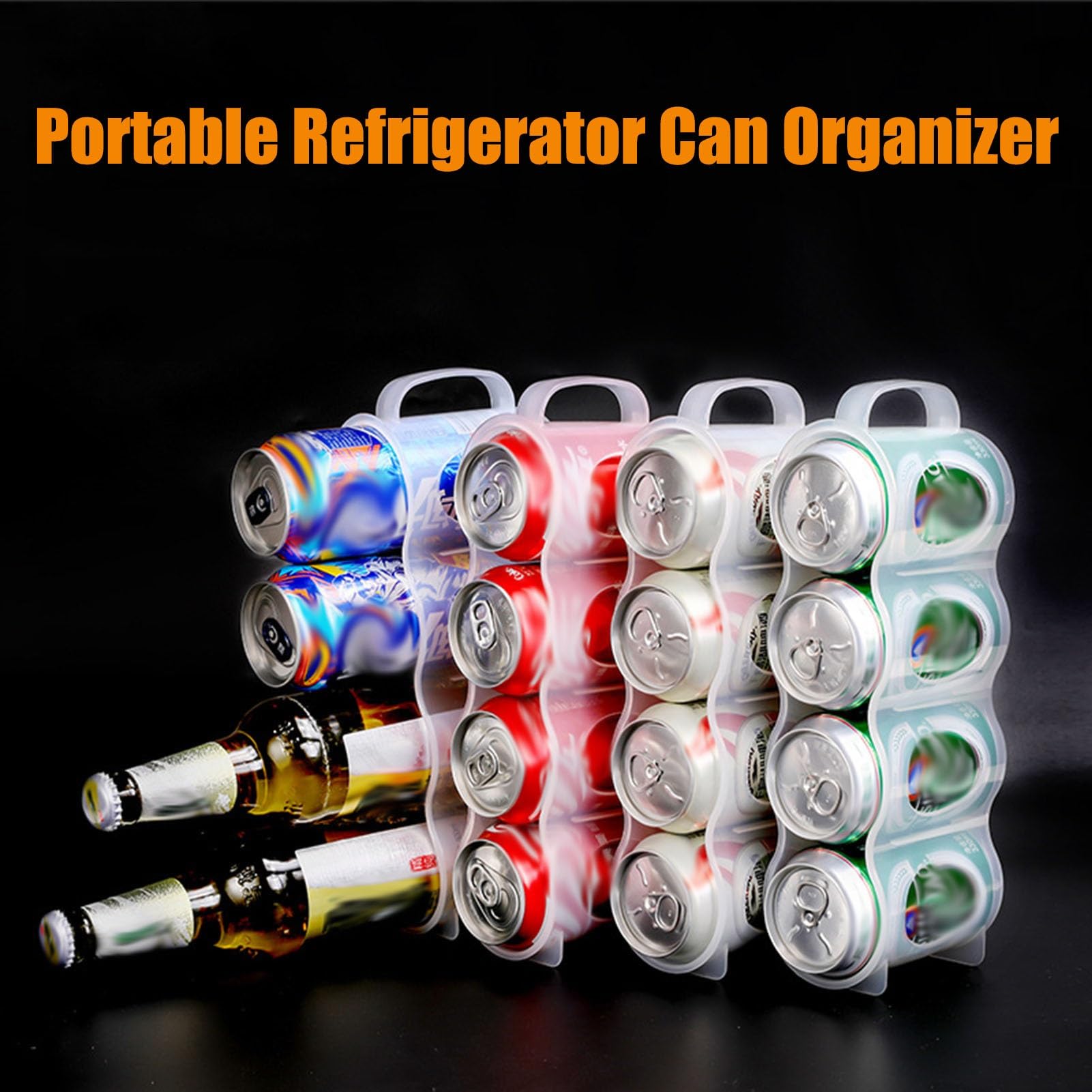 Organizador Latas Nevera Paquete De 4 Estantes Organizadores De Latas Transparentes Para Refrigerador, Soporte Dispensador De Almacenamiento De Bebidas Apilables Para Latas De Refrescos Para Refrigera