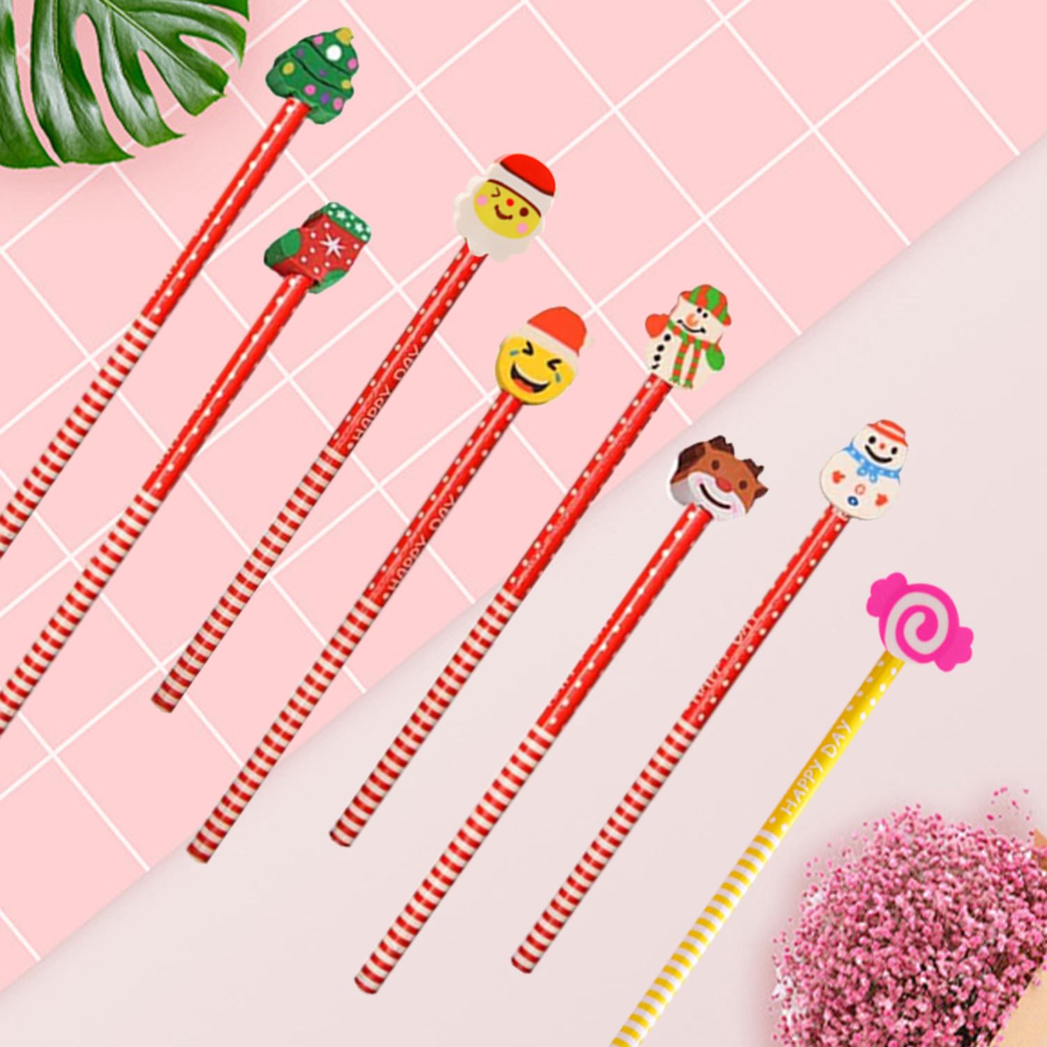 RmKbe 72pcs Christmas Pencils with Erasers Christmas Themed Pencil Christmas Party Stationery Supplies Christmas Stocking Stuffers for Kids - Image 3