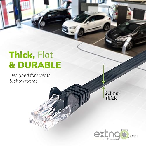 Miniatura 4 de Extensor de cable de red retráctil, 33 pies - Cable Ethernet CAT 6 plano portátil de 1 Gbps velocidad de datos de configuración rápida redes de