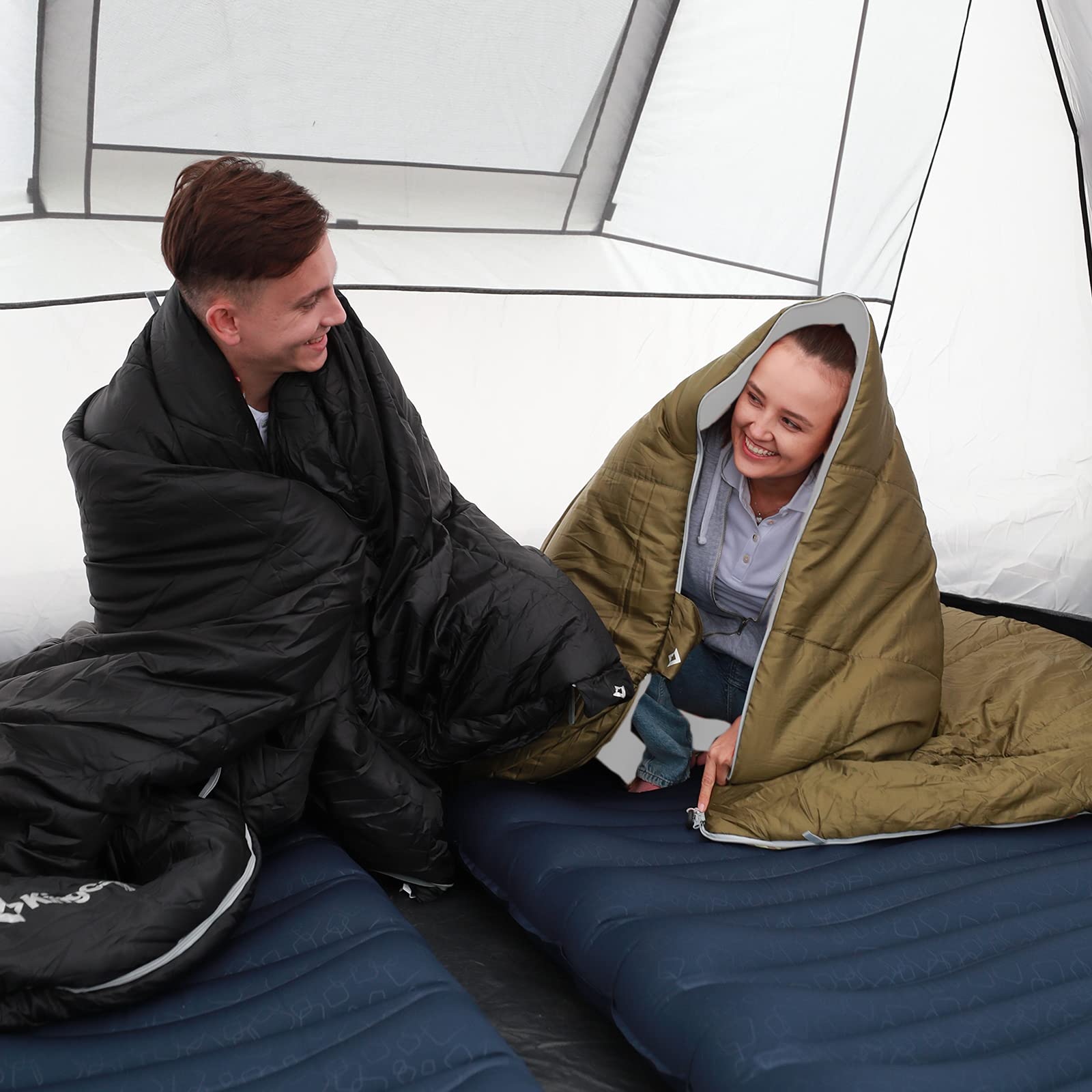 KingCamp Śpiwór Dla Dorosłych i Dzieci, Prostokątny Ultralekki Śpiwór 3-4 Sezonowy do Kempingu, Wędrówek, Wspinaczki, Podróży, Turystyki Górskiej i Aktywności Na Zewnątrz,Czarny L | Śpiwór na 3 pory roku, na kemping i podróż