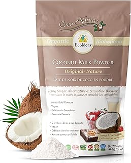 Ecoideas Organic Coconut Milk Powder - Original, 200g | Vegan, Non-Dairy, Gluten-Free | Rich in Lauric Acid & Medium Chain Fatty Acids | Perfect for Smoothies, Baking, & Beverages