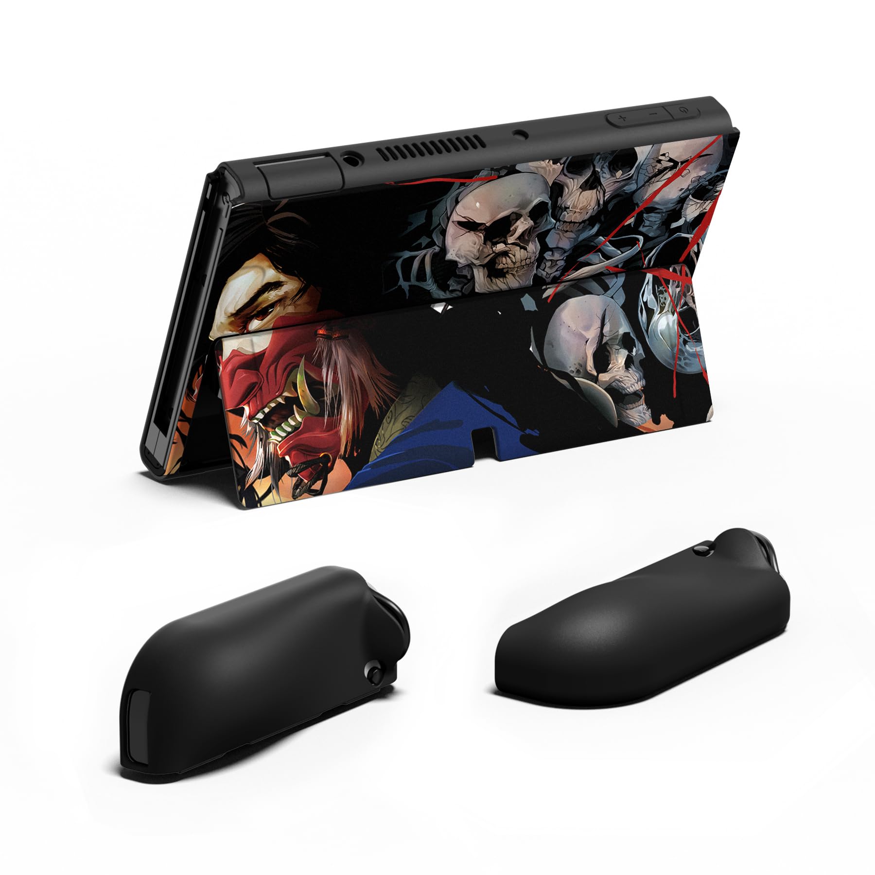 playvital Cover Custodia per Nintendo Switch OLED,Copertura Morbida TPU Protezione per Joycon Console con Copri Analogici/Tasti(ZealProtect)-Fantasma di Samurai