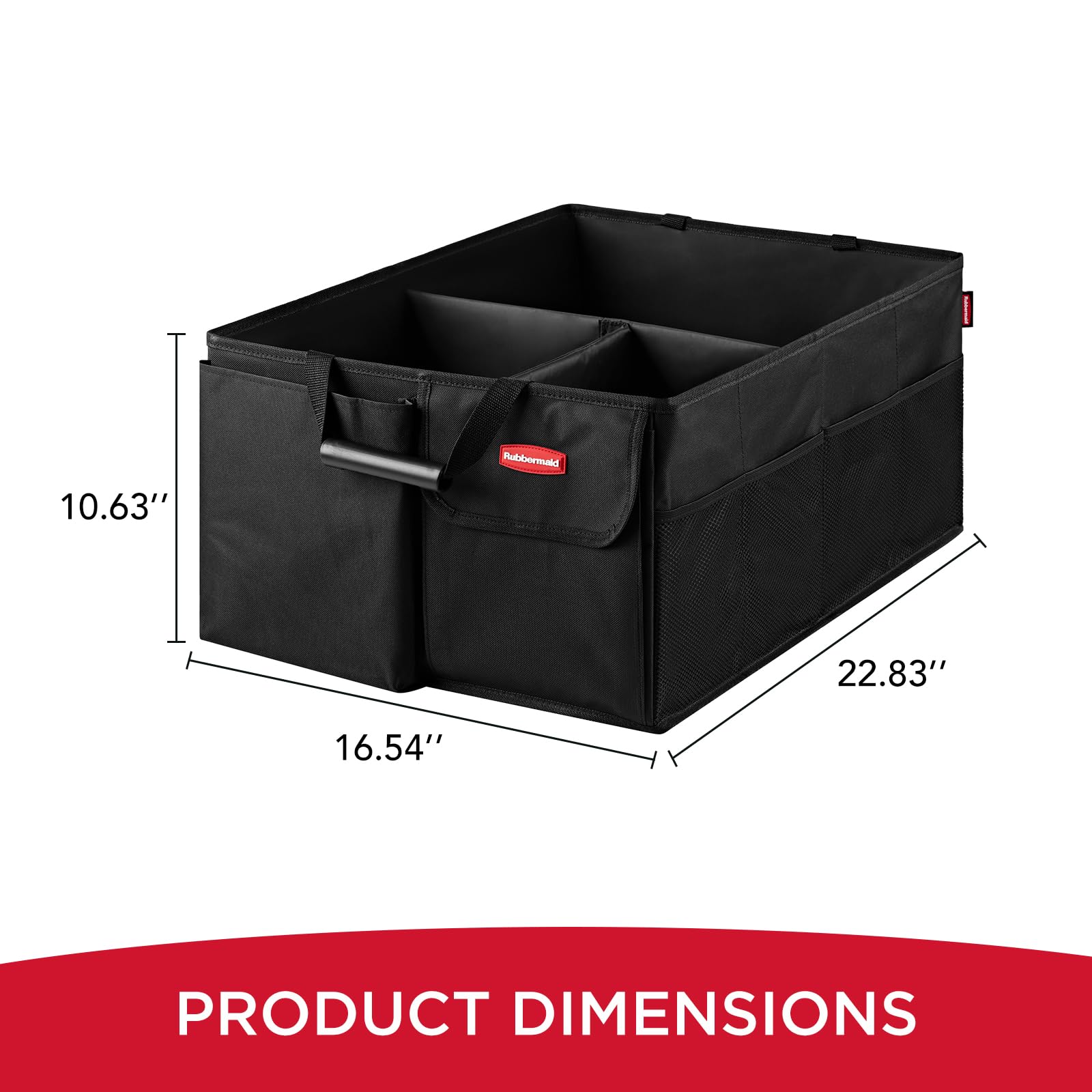 Rubbermaid Car Organizer Collapsible Trunk Organizer Multi-Compartment Car Storage Organization for Car Accessories 3 Compartments Without Cover 22 — view 5