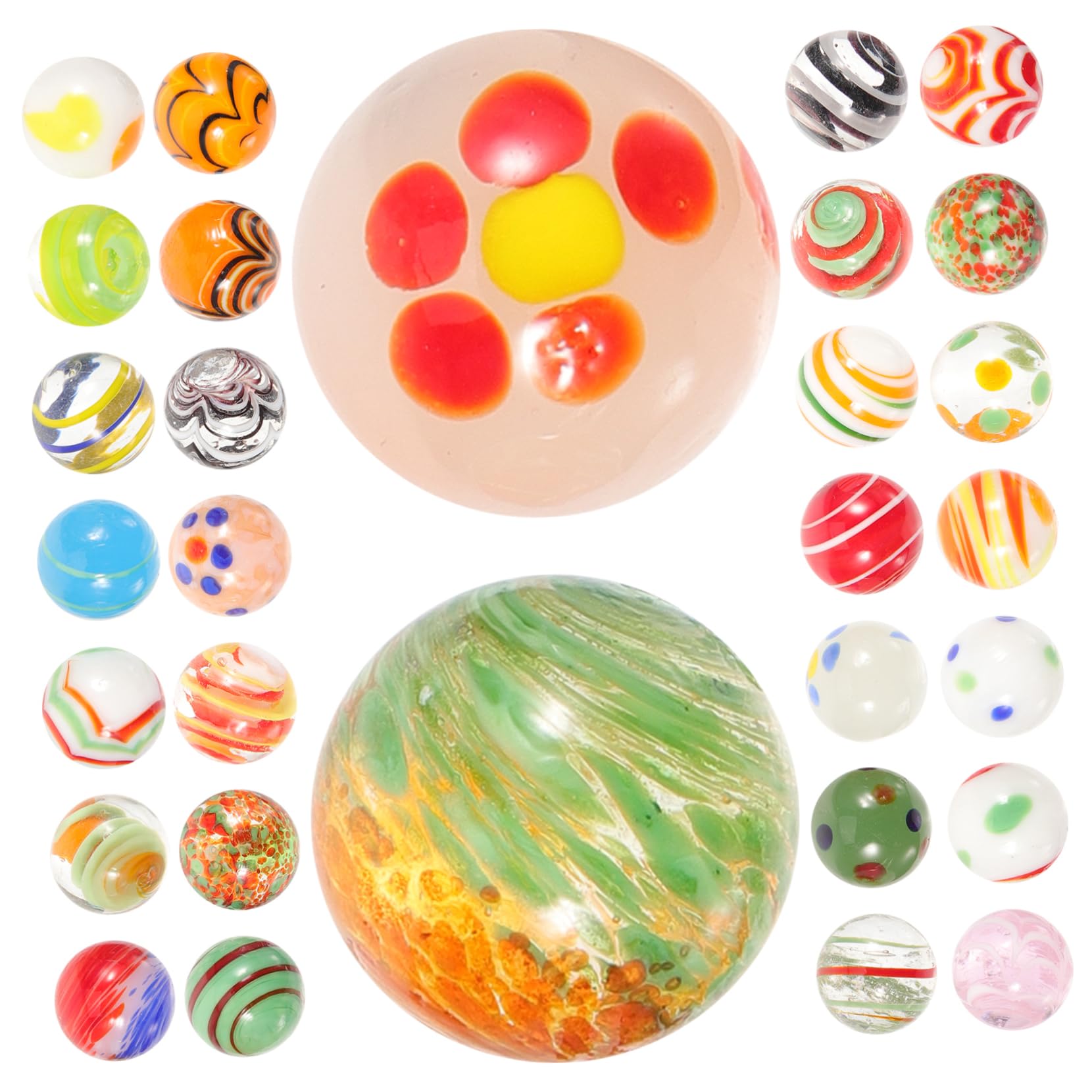 VANZACK 30 Pièces Boules De Verre Colorées 0.63 Pouce Billes en Verre pour Aquarium Décorations Et Jouets Enfants Multifuntionnel Billes Colorées