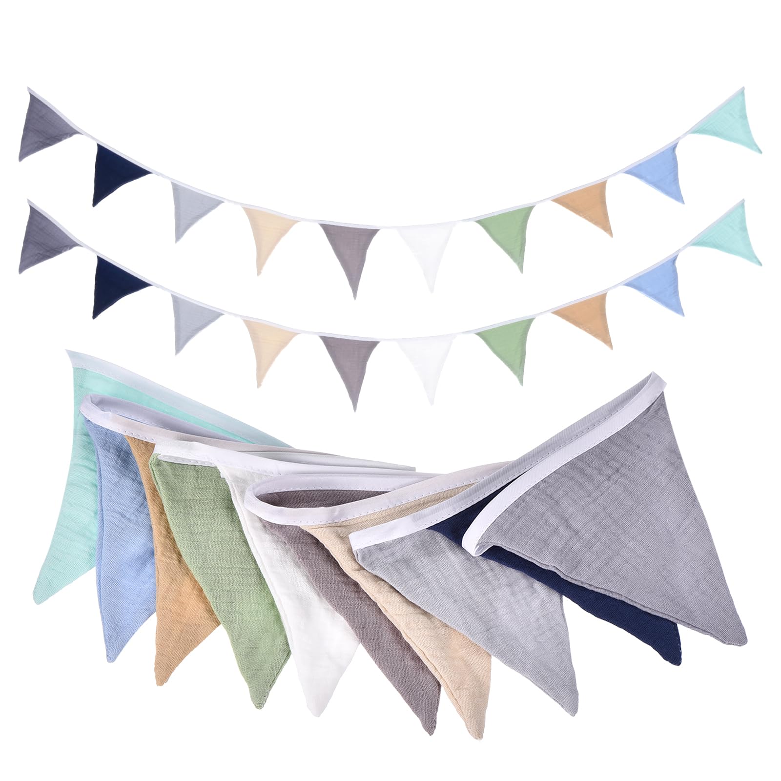 sourcing map 2 Pcs Pennant Banner Flags, 236cm x 12cm Cotton Fabric Triangle Flags Wall Decor for Picnic Wedding Christmas Outdoor Birthday Party BBQ Decorations, Blue