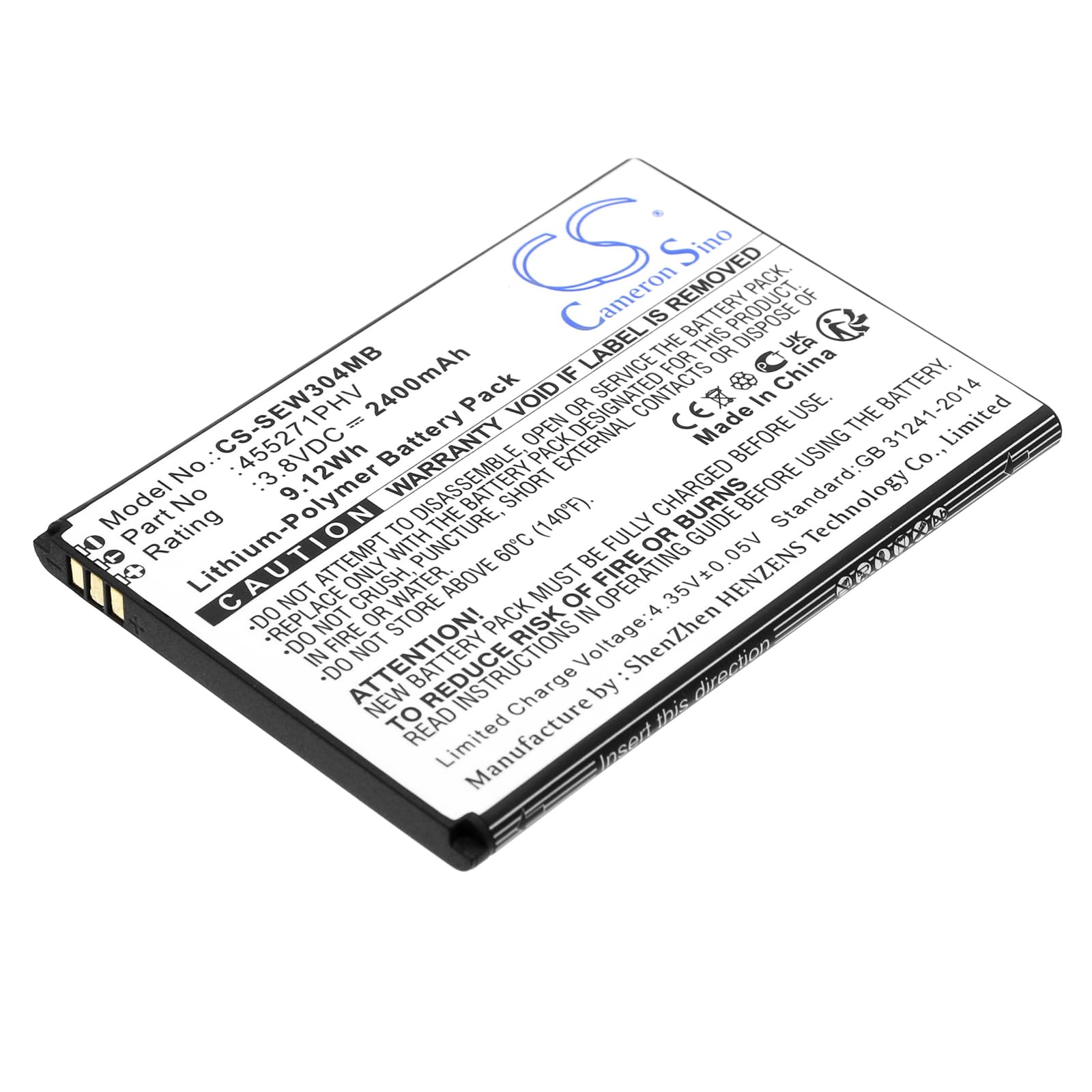 TECHTEK Batería 2400mAh Compatible con [Samsung] Bright View Baby Monitor, BrightVIEW, SEW-3043W, SEW-3043WN, SEW-3043WP, para [Oricom] SC875 sustituye 455271PHV