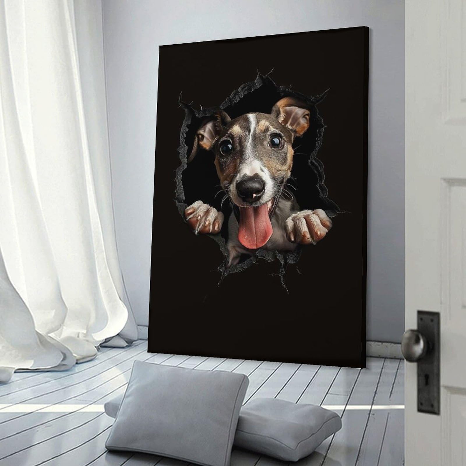 Junmoney Whippet(2) Wall Art Print, 24x36inch(60x90cm), for Bedroom Decor, Cosy Corners Or Studios, Decorative Wall Art for Cosy Rooms