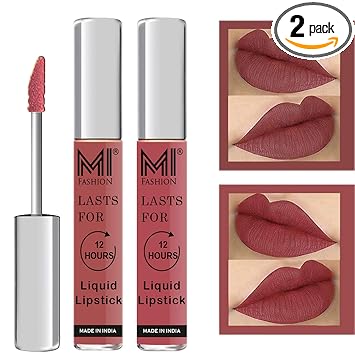 MI FASHION Pure Matte Liquid Lipstick (Brown, Nude) Waterproof, Effortlessly Chic: Classic Colors In Super Stay Matte 12hr 3.5ml (Combo Pack 2)