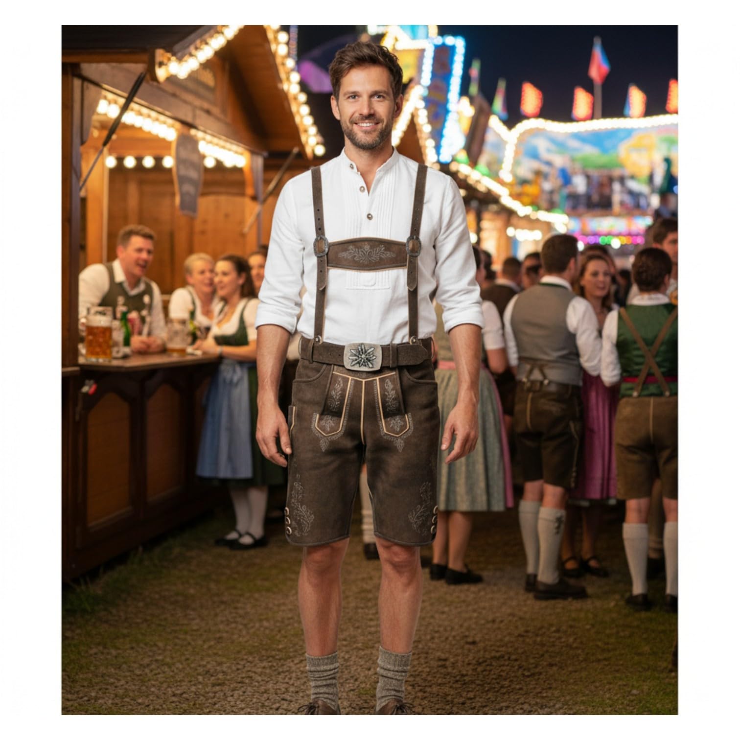FRONHOFER Trachtengürtel Echtleder 4 cm mit Edelweiß Gürtelschnalle 7 x 5 cm für Damen und Herren Trachten Outfit Landhausmode
