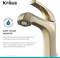 Vista 9 de KRAUS Esta grifo de baño de lavabo de una sola manija con drenaje de varilla de elevación en oro cepillado, KBF-1211BG