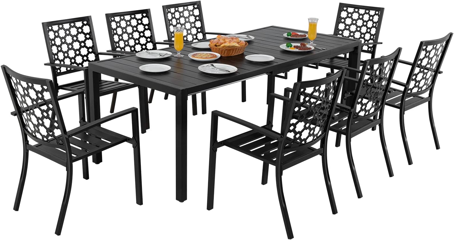 MEOOEM 9 Pieces Patio Dining Set for 8, Expandable 78.8