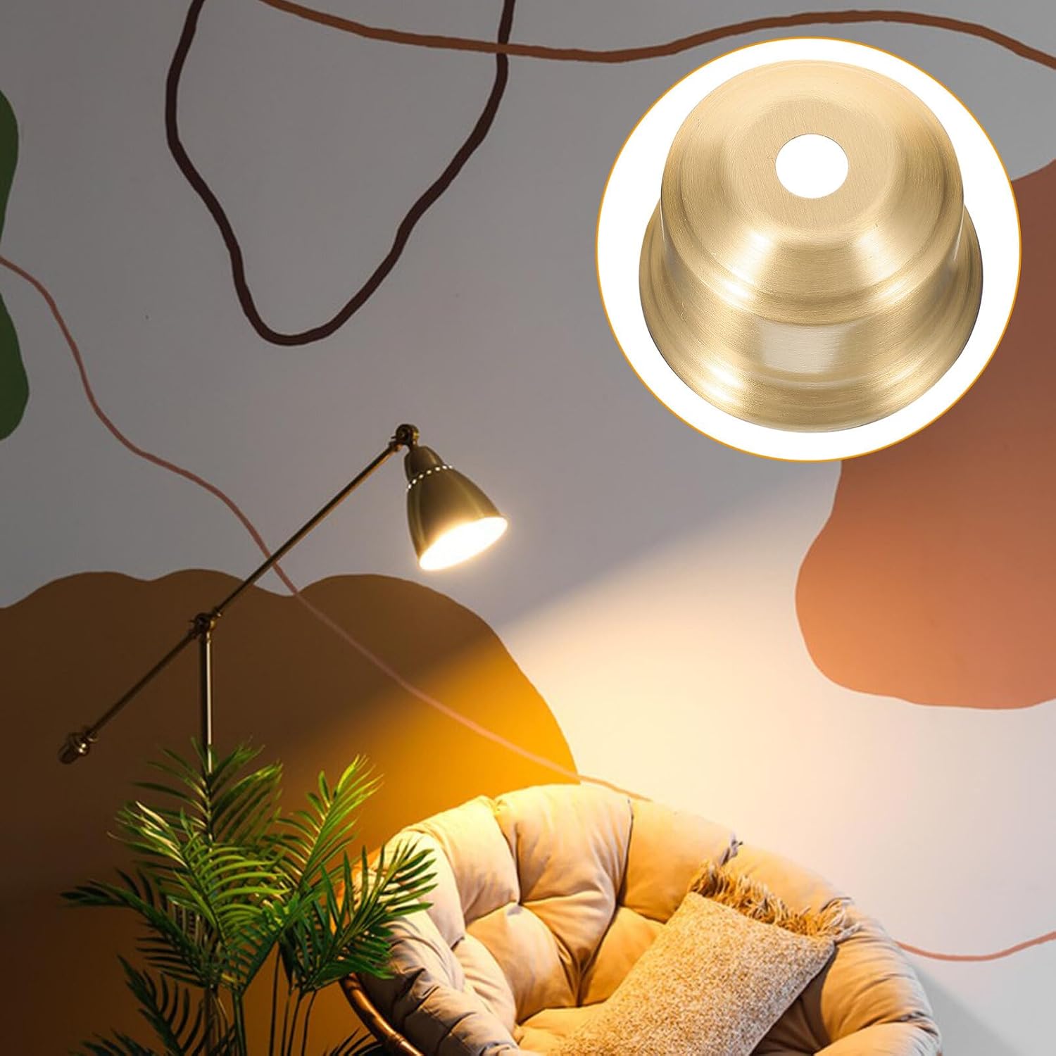 Gadpiparty Brass Lamp Socket Cup: E27 Lamp Finial Cap Knob Lamp Canopy Bases Holder Cover Sleeve Bedside Lamp Finial Part for Chandelier Wall Ceiling Light Lighting Fixture Accessory