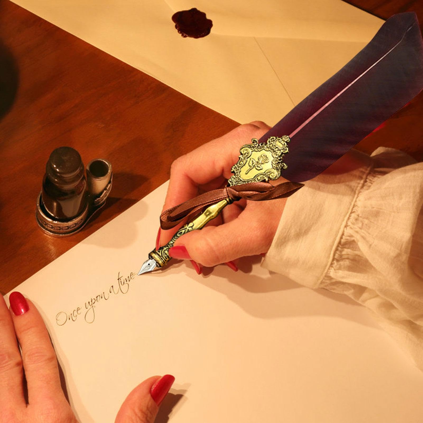 Juego de tinta para pluma de caligrafía pluma | Pluma de ganso Set Pluma