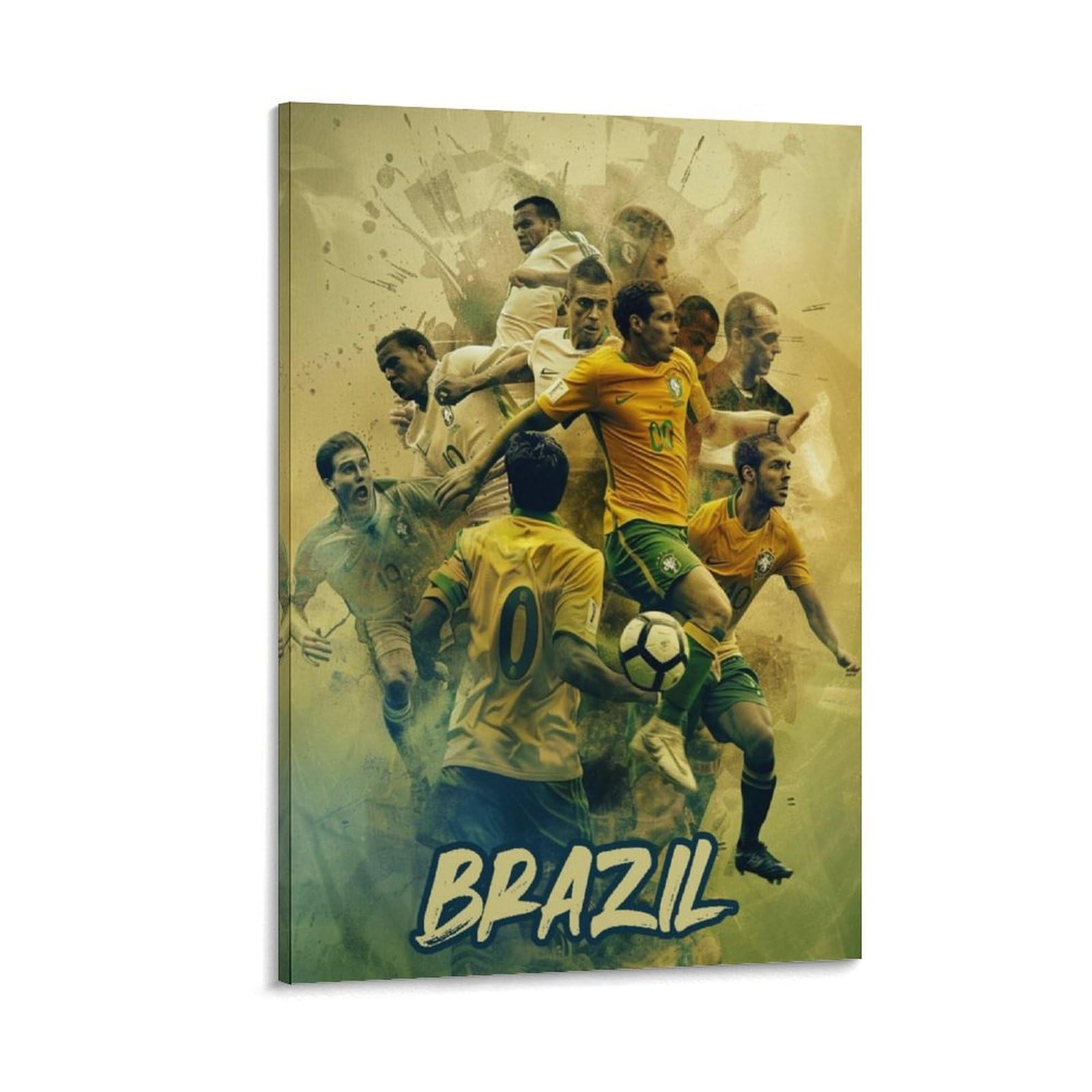 UTGN Poster della squadra di calcio del Brasile, su tela, vivace, decorazione artistica da parete per soggiorno e camera da letto, 40 x 60 cm