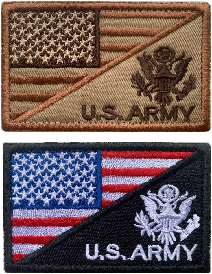 Antrix 2 Pcs American Flag/US AR Veteran Embroidered Patches Hook & Loop Emblem Badge for Hats Backpacks Bags Jackets