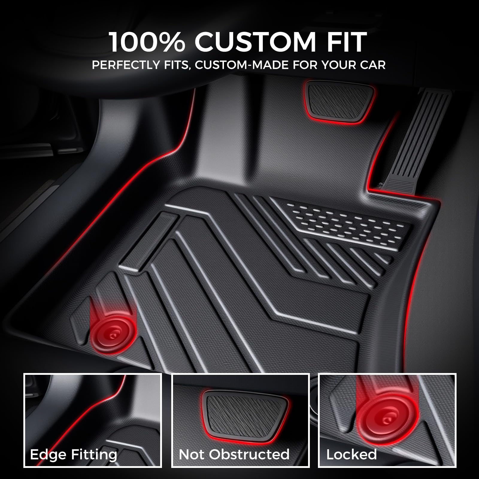 Car Floor Mats for Toyota Camry 2018-2024 Not for Hybrid TPE All Weather Protection Floor Liners Custom Fit — view 2