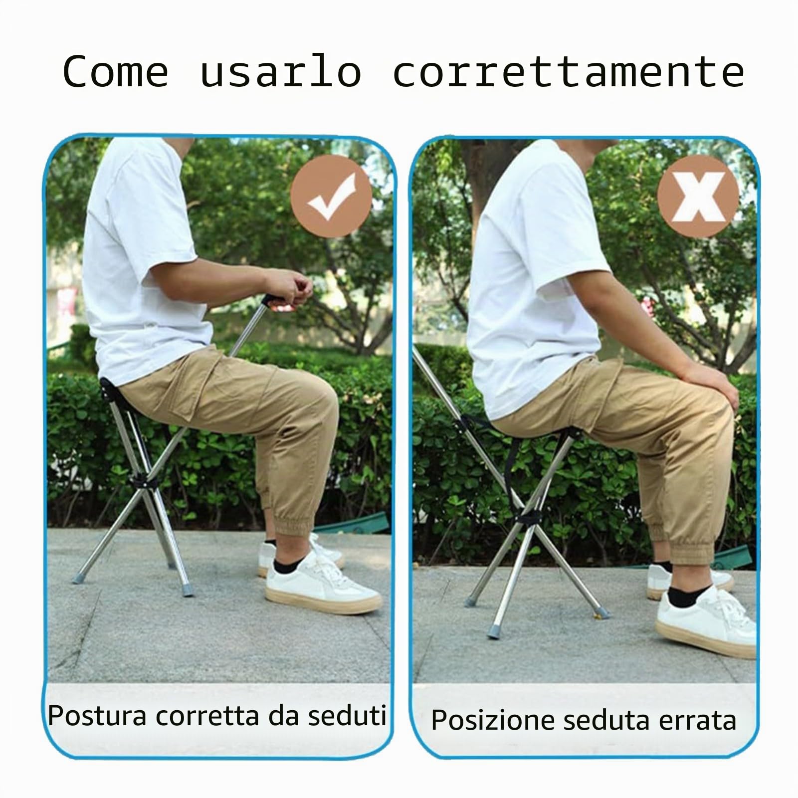Bastone da passeggio con sedile pieghevole, leggero 150 kg, per anziani, adatto ai viaggi, bastone da passeggio e sgabello 2 in 1, altezza regolabile e design antiscivolo