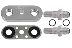 Transmission Cooler Line Adapter Plate with Gasket 6AN Fittings Compatible with 6L80E 6L90E 8L90E Factory Oil Seal Line Connector for Custom Braided Hose Set 551121-6AN