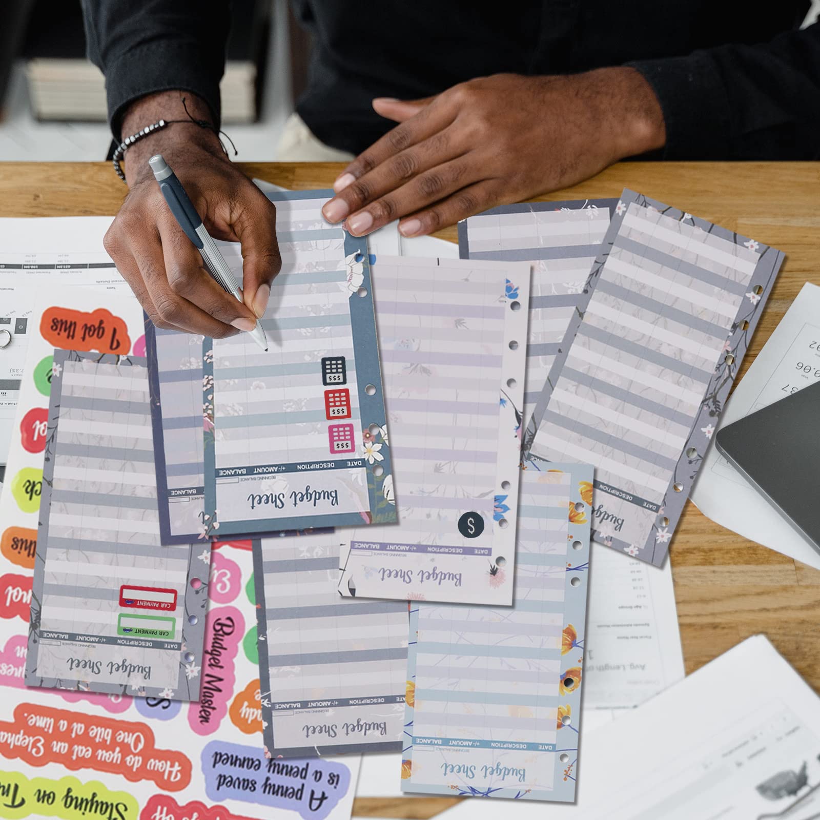 Planificateur Budget A6 - 24 Feuilles Rechargeables Avec étiquettes - Classeur 6 Trous