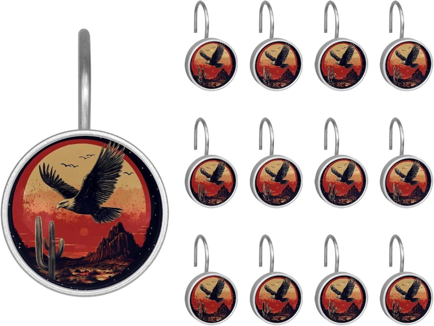 Eagle Desert (2) Shower Curtain Hooks Rings, rustproof Stainless Steel for Bathroom Shower Rod, 12 Pack