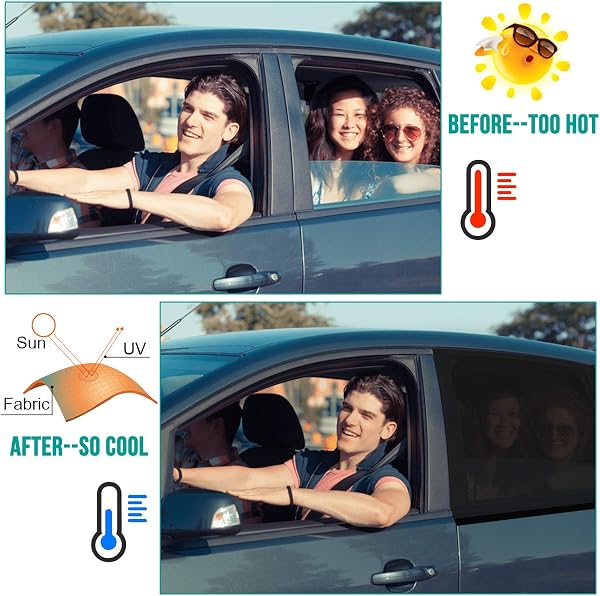 WIN.MAX Parasol de Coche, Parasol Coche Bebe, para Niños y Mascotas, Doble Tejido para Máxima Protección contra Rayos UVA, Fácil instalación, Pack de 2 Unidades (XL) - 3