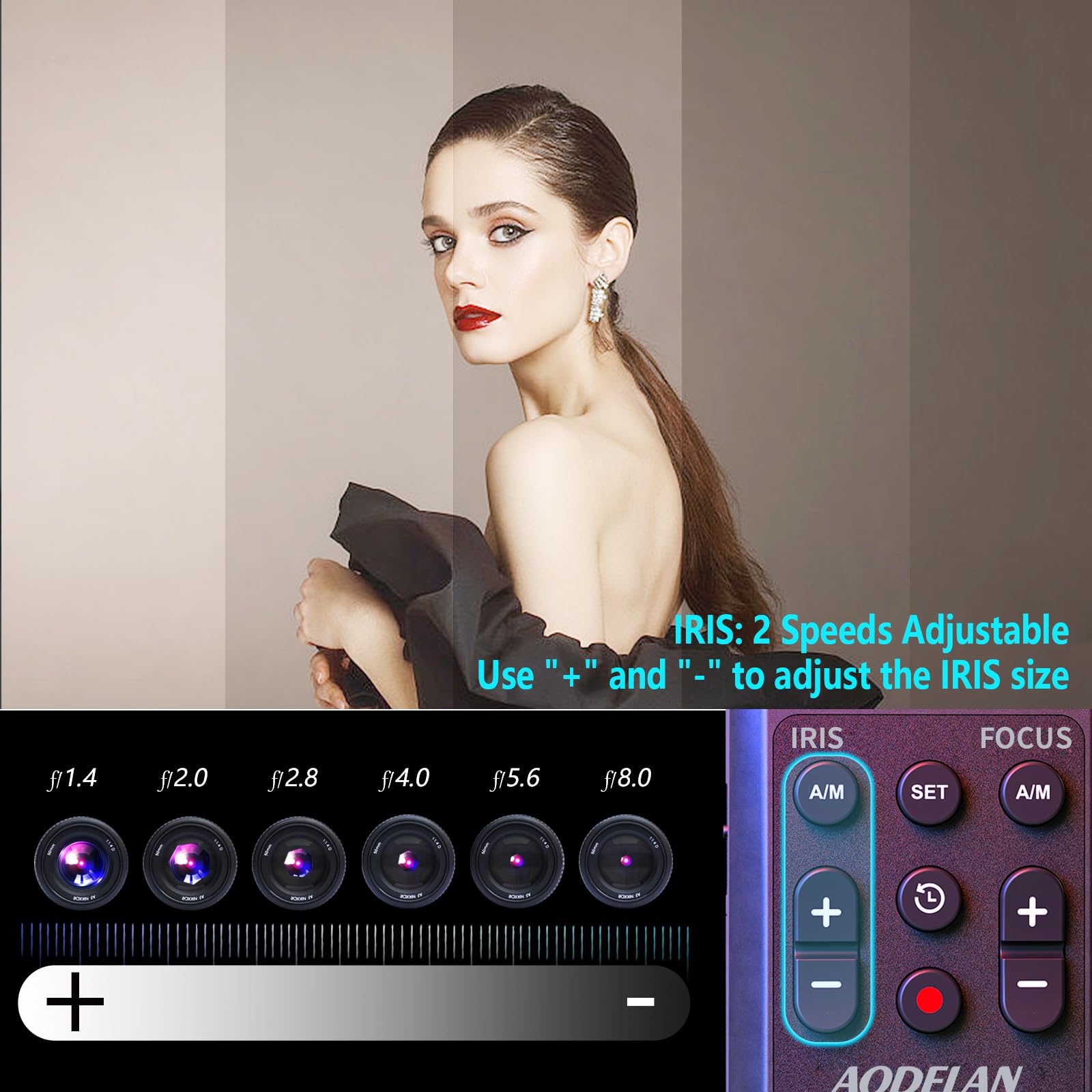 Contrôleur de Zoom sans Fil Sony Canon AODELAN pour Caméscope avec Câble Jack 2,5 mm Focus Iris