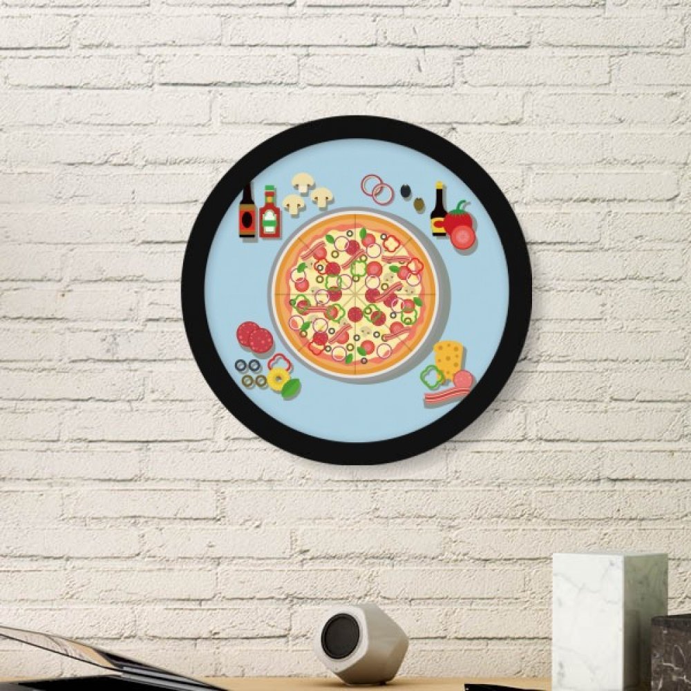 Cadre photo rond Pizza Italie Foods en bois noir Medium DIYthinker