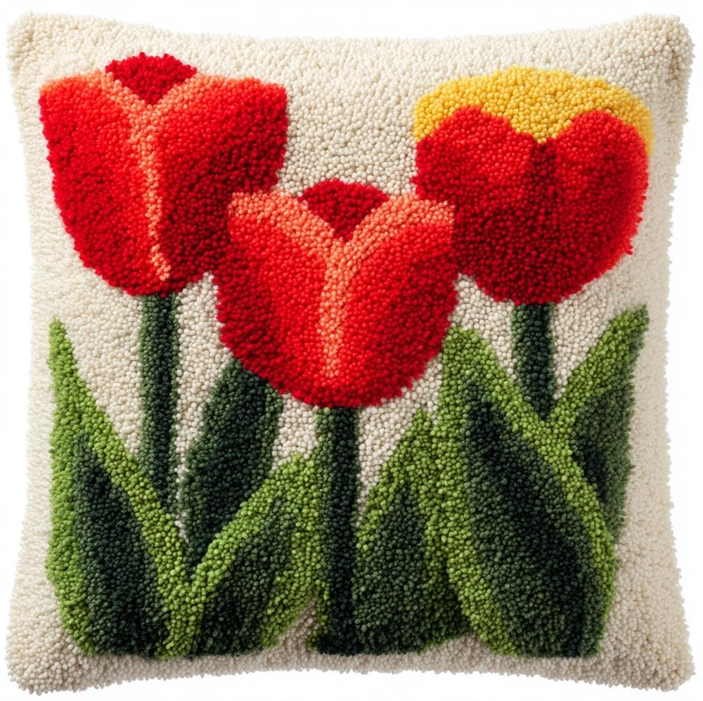 Taxpy Latch Hook Kits for Adults Tulips 17X17In