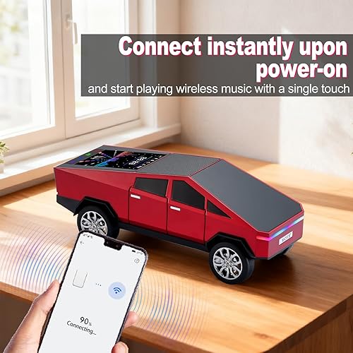 Miniatura 5 de Altavoz Bluetooth con reproducción de camión de estilo futuro con pantalla LED, TWS estéreo, FM, reproducción USBTF, faros LED, micrófono, regalo