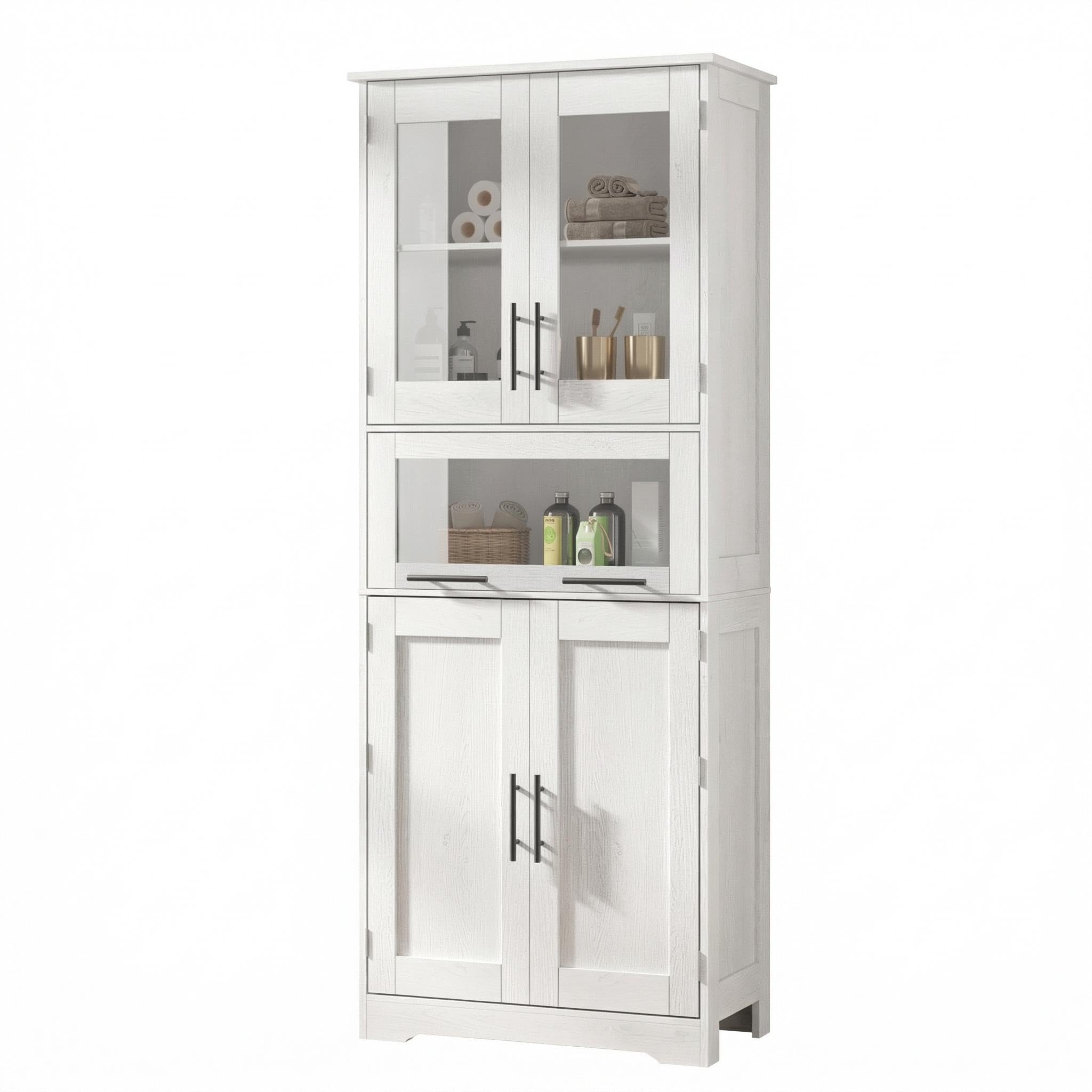 Armario de Baño Premium Ancho, Gran Almacenamiento, Ideal para Cocina, Baño y Salón. Estructura de Madera Maciza. 60 × 30 × 170 cm, Color Roble Blanco