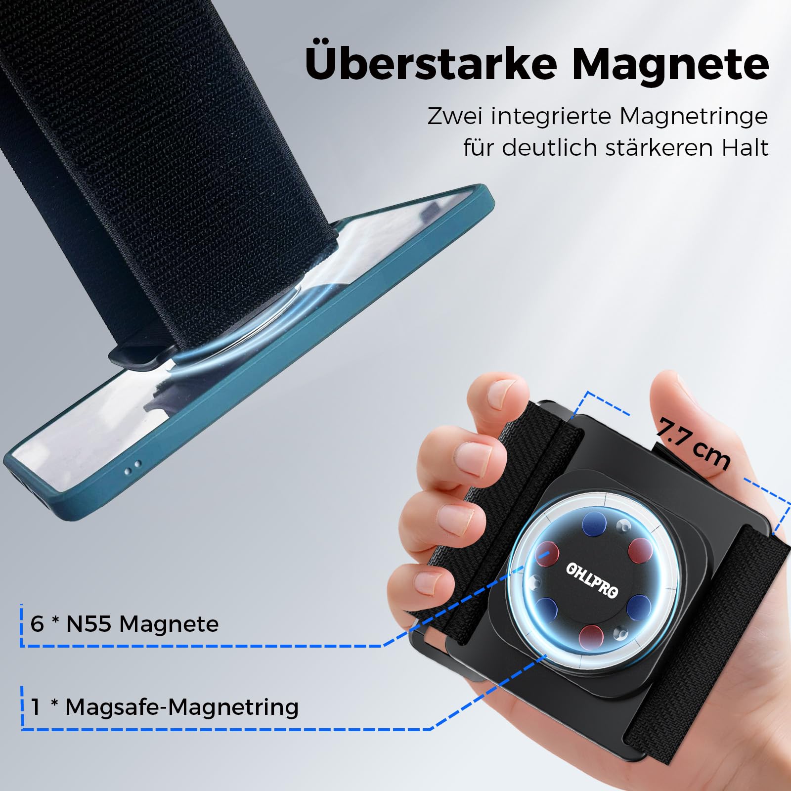 OHLPRO Pilot-Kniebrett Tablet Halterung, iPad Halter Magnetisch für das Bein, Piloten Kniebrett Tablethalter Kompatibel mit iPad Pro Mini Air iPhone Kindle Galaxy Tab und die Meisten Tablets (Schwarz)
