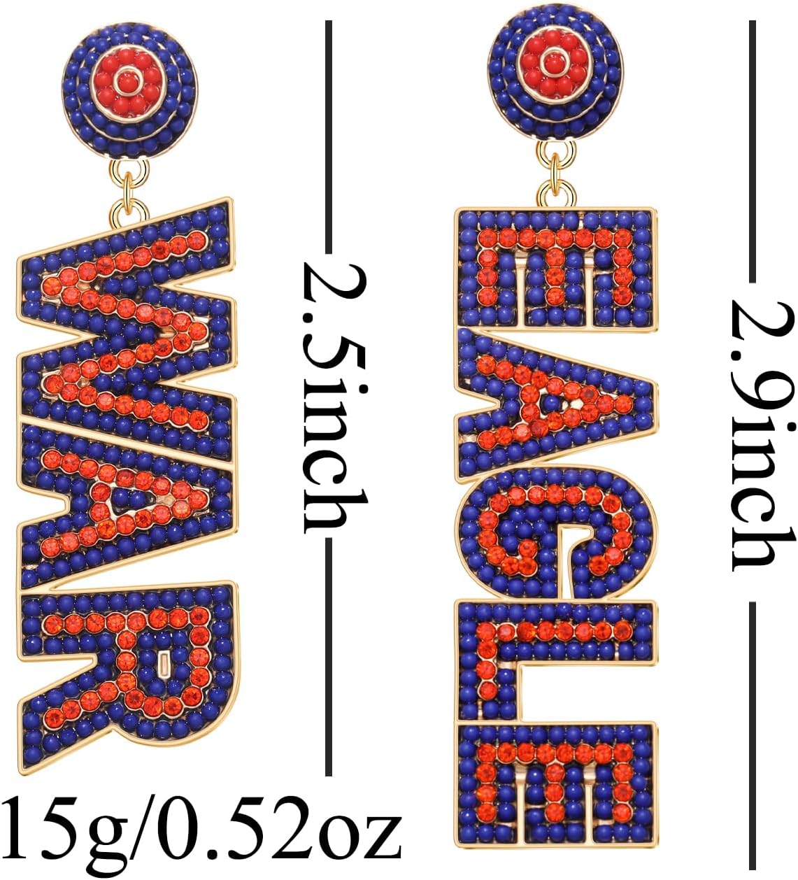 Game Day Earrings for Women Rhinestone Beaded Football Drop Dangle Earrings Football Team Earrings Game Day Team Spirit Accessories Gifts - Image 5