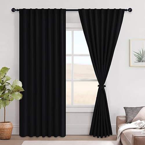 Miniatura 92 de Hiasan Cortinas opacas blancas extra anchas para dormitorio, cortinas opacas térmicas extra anchas de 72 pulgadas de largo, con pestaña trasera,