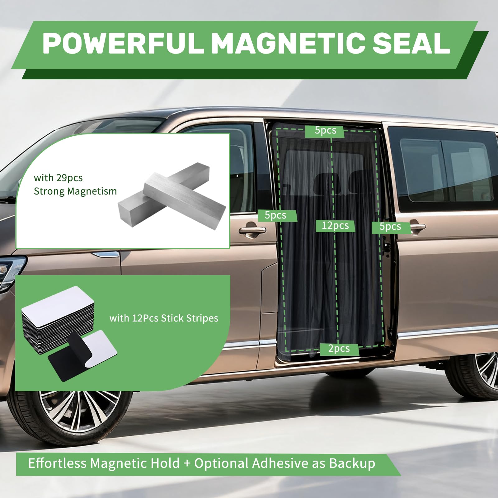 Moustiquaire magnétique pour Van, Universelle Moustiquaire pour Porte latérale Filet d'ombrage de Porte Latérale Camping für Mercedes Vito, Volkswagen Transporter und California (150x110cm)