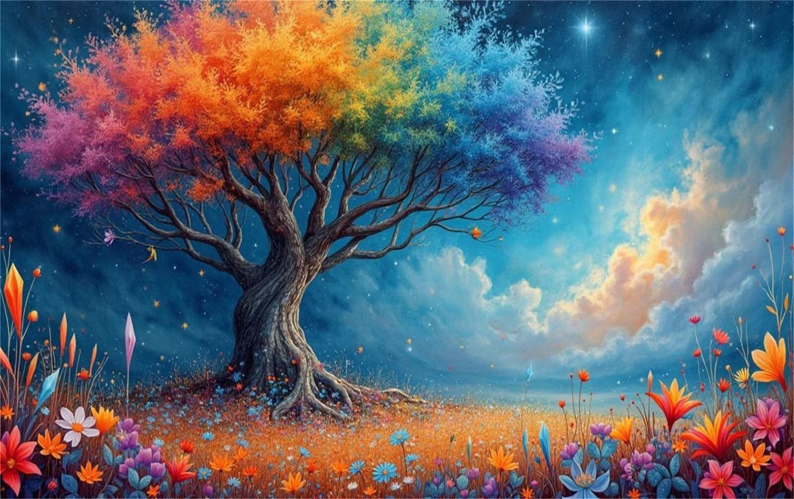 Puzzle 1200 Pezzi per Adulti, Alberi Fiori Astratti, Rompicapo Classico per Passatempo e Relax, Splendida Decorazione per Pareti e Idea Regalo