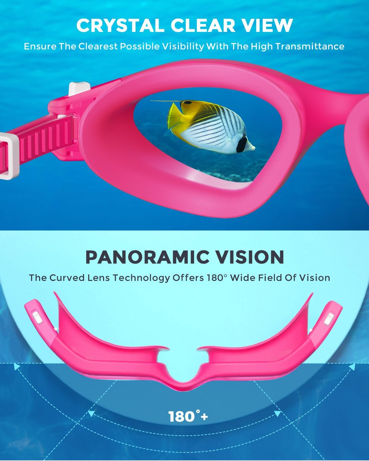 OMID Kids Swim Goggles, P2mini Polarized Swimming Goggles Comfortable for Age 6-14