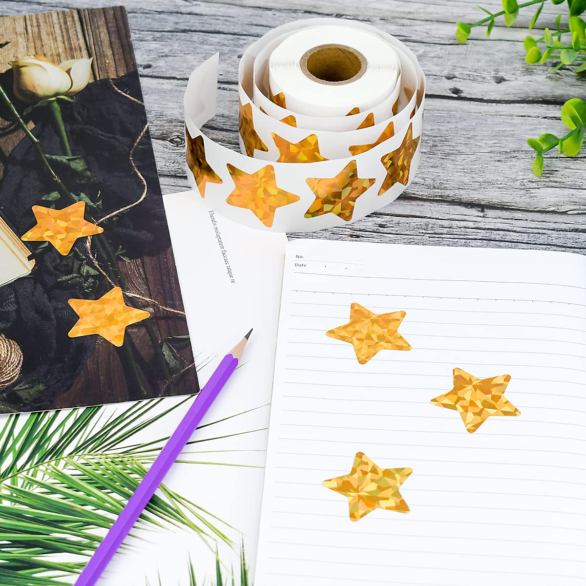 500 adesivi olografici a forma di stella dorata, per ricompensa per bambini, 2,5 cm, autoadesivi, metallizzati, glitterati, scintillanti adesivi a forma di stella, ricompensa, grafico del