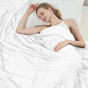 White Weighted Blanket for Adults 15lbs, 60"x80", Queen Size Cooling Heavy Throw Blanket for 130-220lbs, Microfiber Soft Thick Big Blankets Weighted Comforter Gift for Sleeping