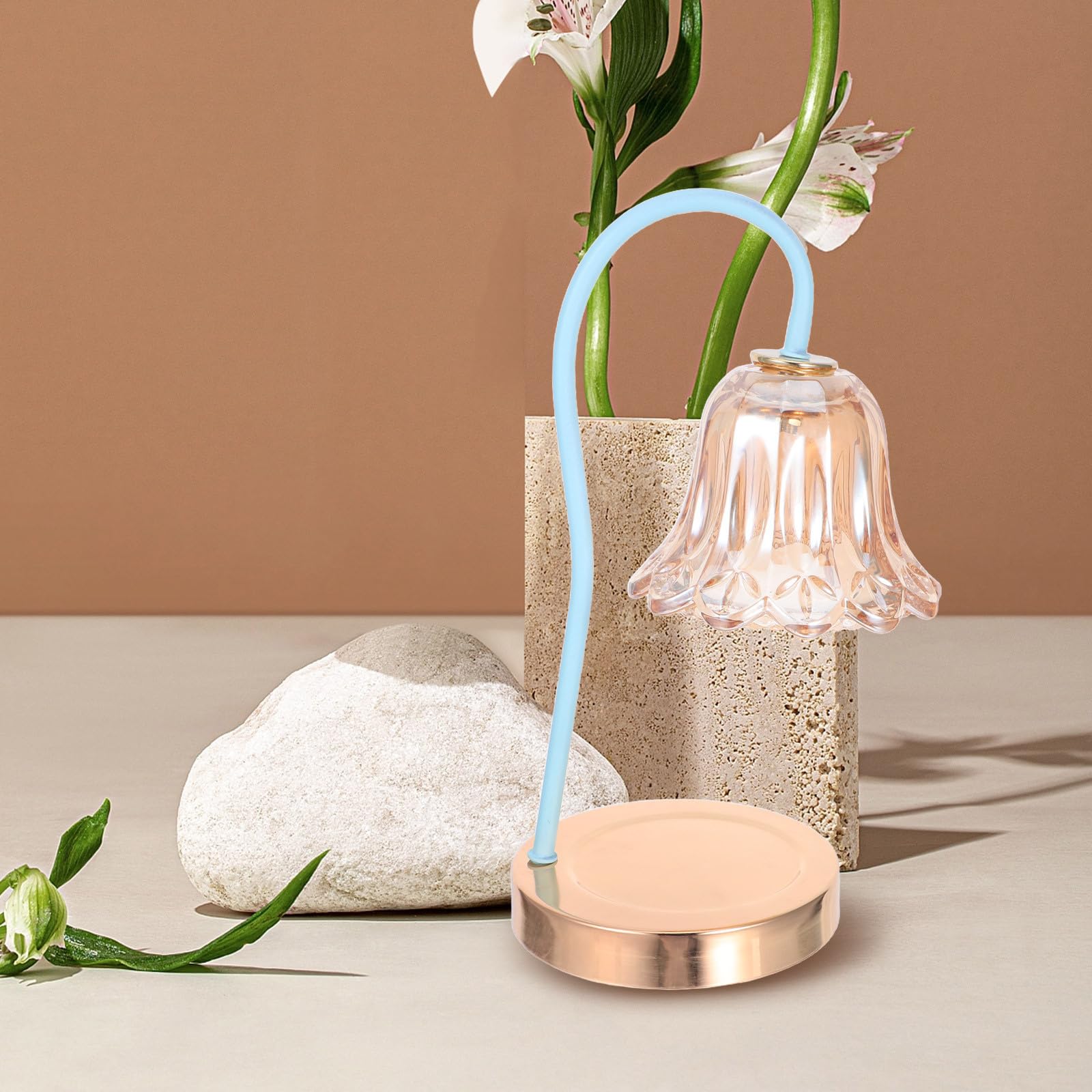 Cabilock Lampada per Aromaterapia Europea in Vetro e Ferro Scaldacandele