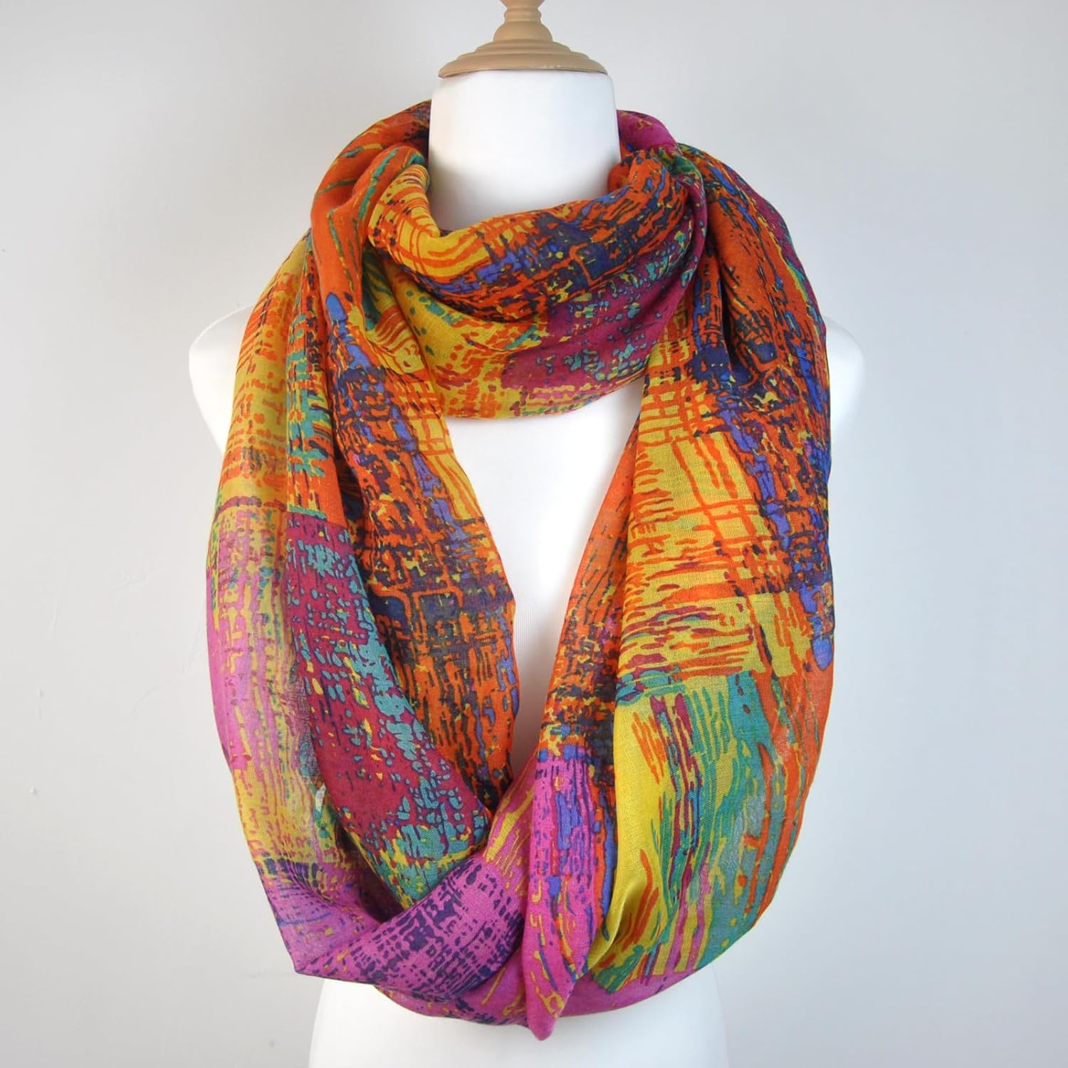 Infinity Scarf for Women Lightweight Colorful Print Silk Scarves and Wraps for Spring Shawl Neck Scarfs - Image 7