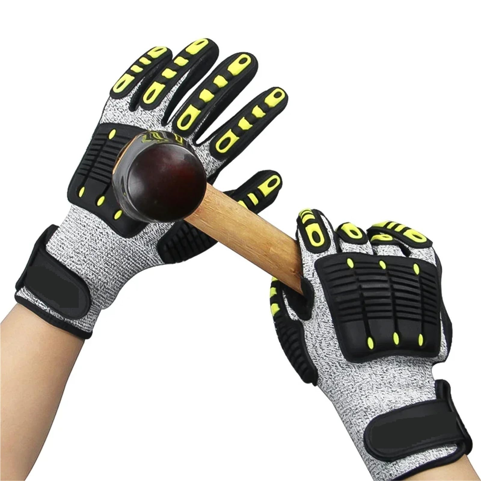 Compatible con guantes de seguridad anticorte TPR mecánicos Antivibración Antigolpes Anticolisión for ciclismo y rescate al aire libre(L)