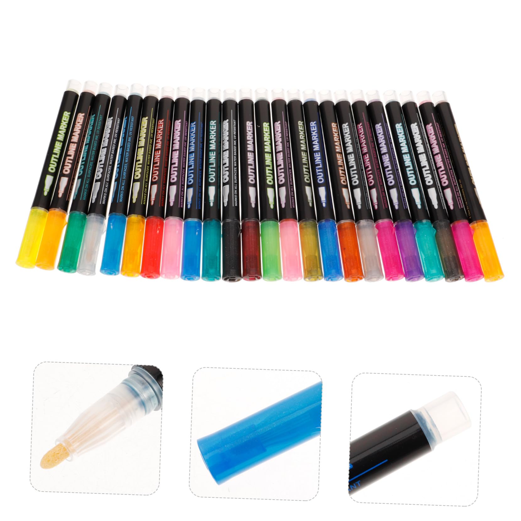 Pennarelli Glitter 24 Pezzi in Plastica, Doppio Contorno per Disegno